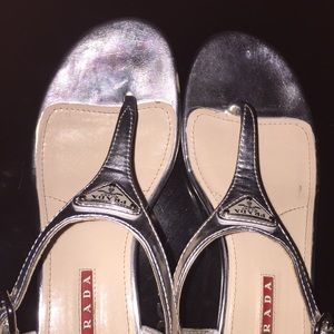 PRADA Silver Thong Sandals